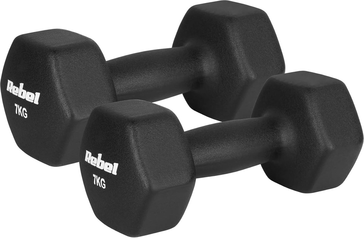SnelShoppen - Neoprene HEX Hantels 2x7kg - Cast Iron - Gewichttraining voor Thuis en Gym - Sterke Grip - Ideaal voor Armen, Schouders, Rug en Borst