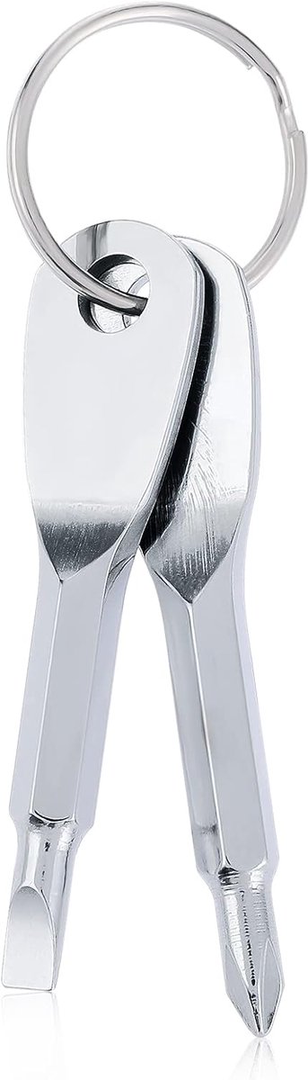 SnelShoppen - Multifunctionele Schroevendraaier Sleutelhanger Set - 2 Delige Set met Plat en Phillips Schroevendraaier - Ergonomisch Handvat - Ideaal