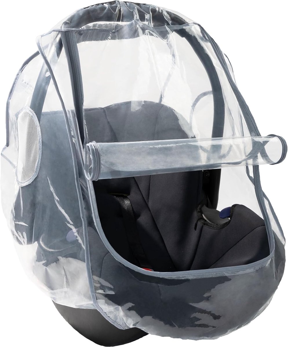 SnelShoppen - Universele regenhoes voor autostoelen met ritsopening - Geschikt voor Maxi-Cosi, Cybex, Graco, Joie, Nuna - Dubbele ventilatie, grijs -