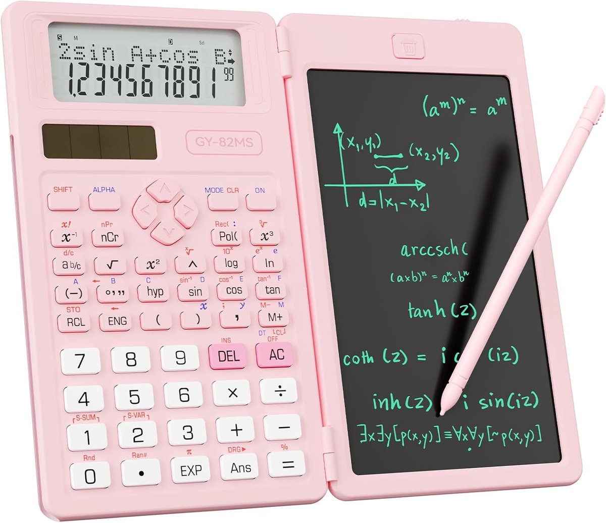 SnelShoppen - Wetenschappelijke Rekenmachine - Professionele Calculator - Roze - Zonne- en Batterijvoeding - Notities Opnemen en Verwijderen - Geschik