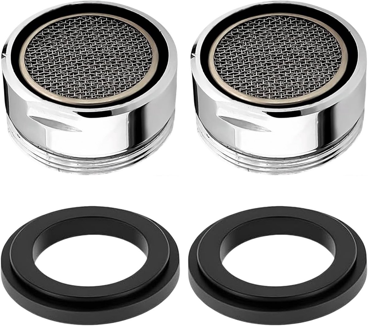 SnelShoppen - Faucet Attachment Jet Regulator M28 - 2 Stuks - 28 mm Mannen Draad - Tap Zeef Mengmondstuk met RVS Filter en Rubber Sealing Ringen