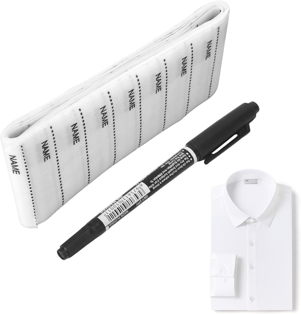 SnelShoppen - Pack van 200 Machinewasbare Zelfklevende Naamstickers voor Kleding, Kinderen, School en Zorginstellingen - Duurzaam Polyester, Heldere T