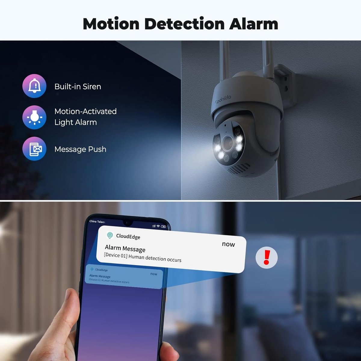 Thijox - 2K Bewakingscamera Voor Buiten - Wifi Outdoor Camera Met Automatische Tracking, PTZ, Nachtzicht In Kleur, Sirene-Alarmsysteem, 2 Stuks