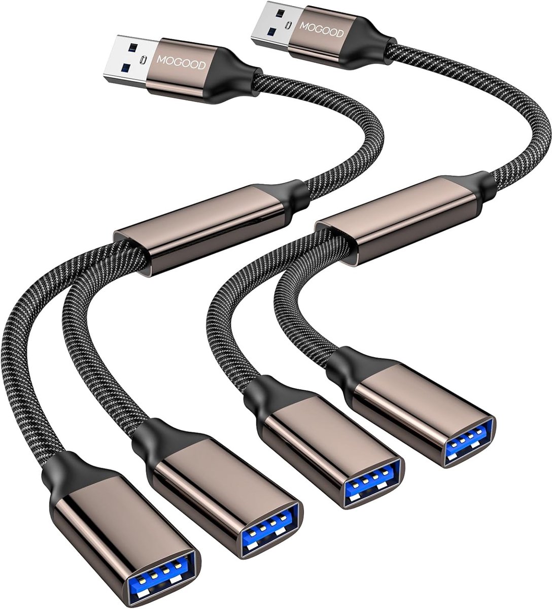 SnelShoppen - USB Splitter Y Kabel 3 in 1/4 in 1 USB 3.0 A Mannelijk naar Dubbele A Vrouwelijke Hub, Multi Port Hub voor Laptop, Mac, Auto, HDD, PS5,