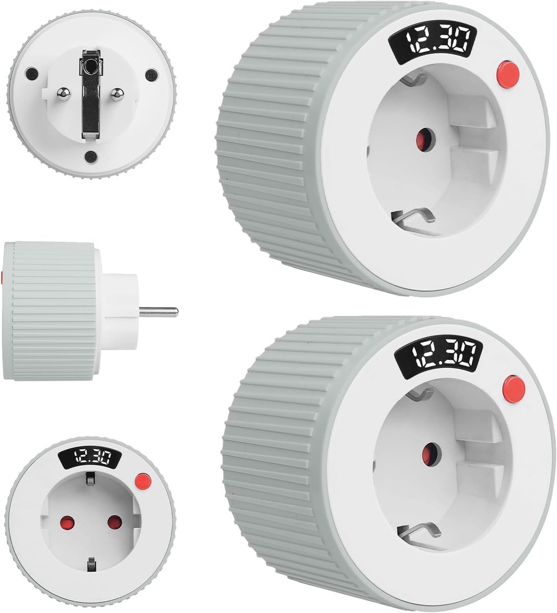 SnelShoppen - 2x Countdown Timer Stopcontact Mechanisch 230V 3680W met LED-display - Tijdschakelaar 1 Min tot 24 Uur - Automatische Uitschakeling voor
