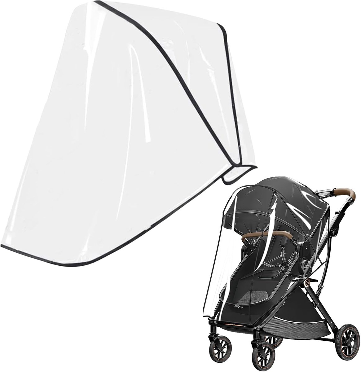 SnelShoppen - Universele regenhoes voor kinderwagens, transparante bescherming, EVA materiaal, veilig voor baby's, goede luchtcirculatie, ideaal voor