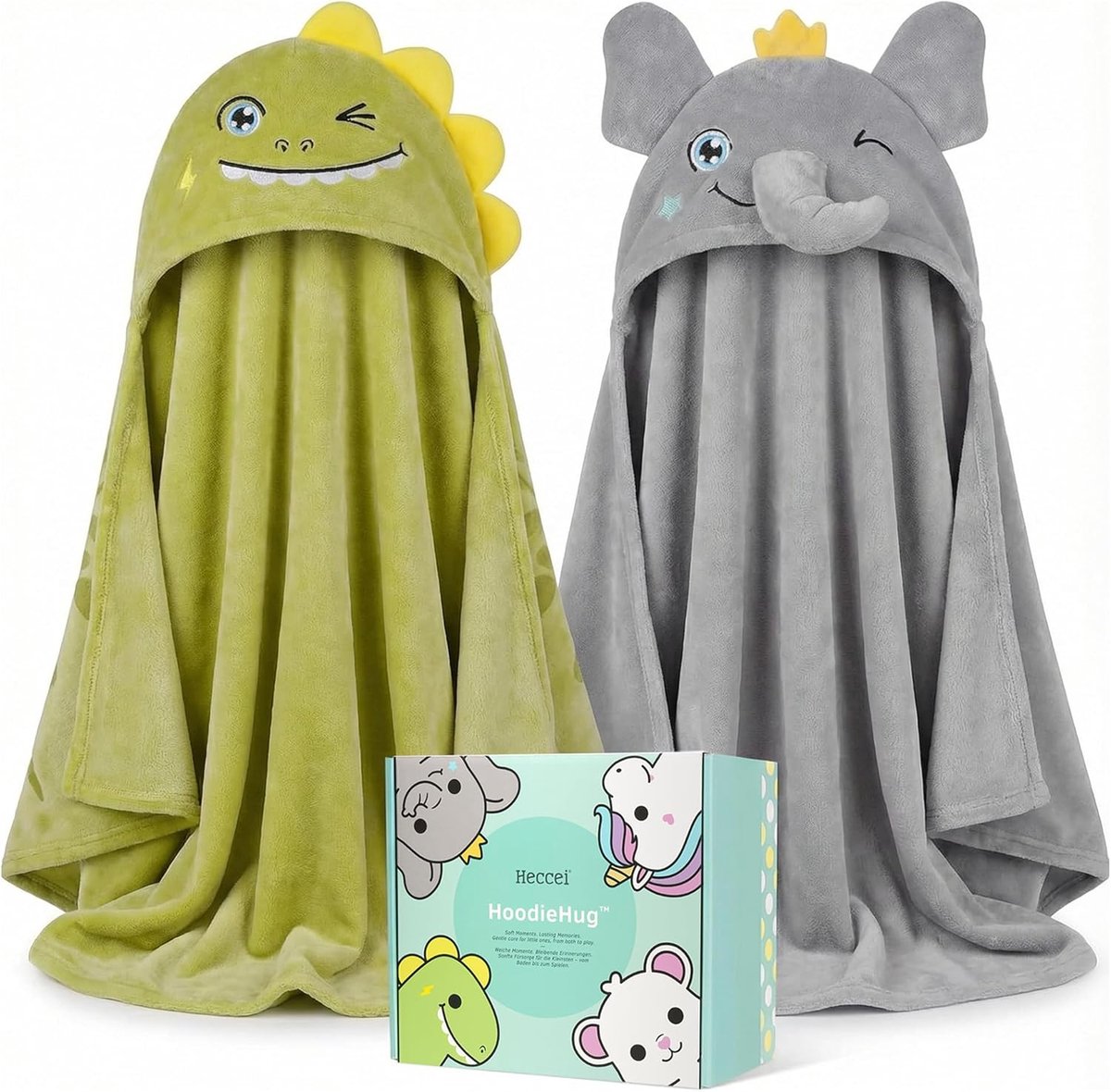 SnelShoppen - HECCEI HoodieHug Baby Handdoek met Kap - Premium Koraalfleece Badhanddoek - Ultra Absorberend en Sneldrogend - Ideaal voor Baby's, Peute
