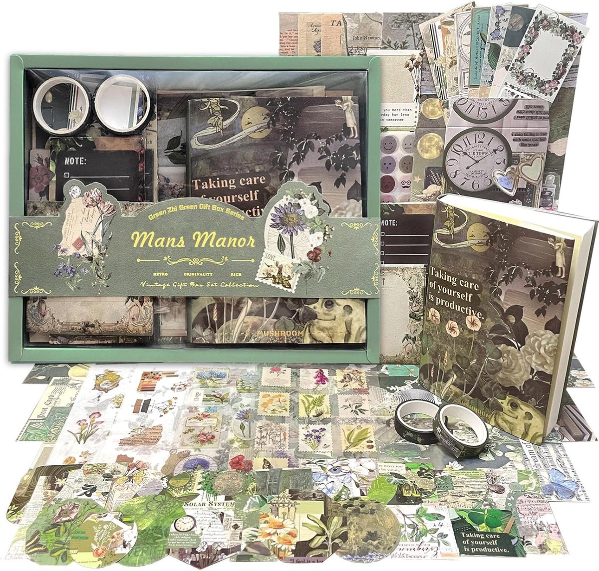SnelShoppen - Vintage Scrapbooking Accessoires Set - Aesthetic Bullet Journal Kit - A6 Notitieboek met Retro Stickers en Scrapbook Papier - DIY Decora