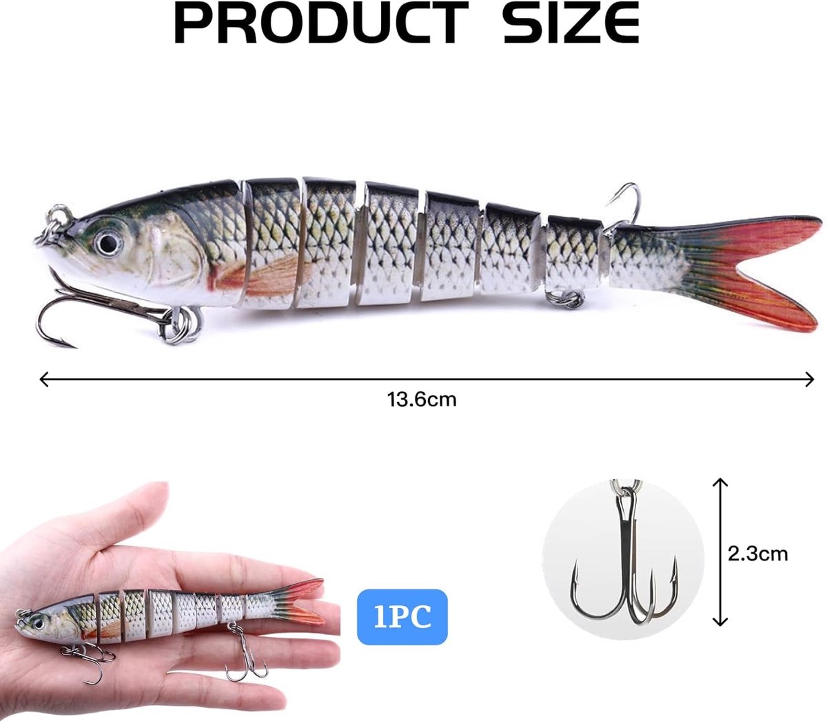 SnelShoppen - Multi-hinge bionisch vissersaas voor snoek, zeevis, ideaal voor snoekvissen, baars, forel, 27g, duurzaam ABS kunststof