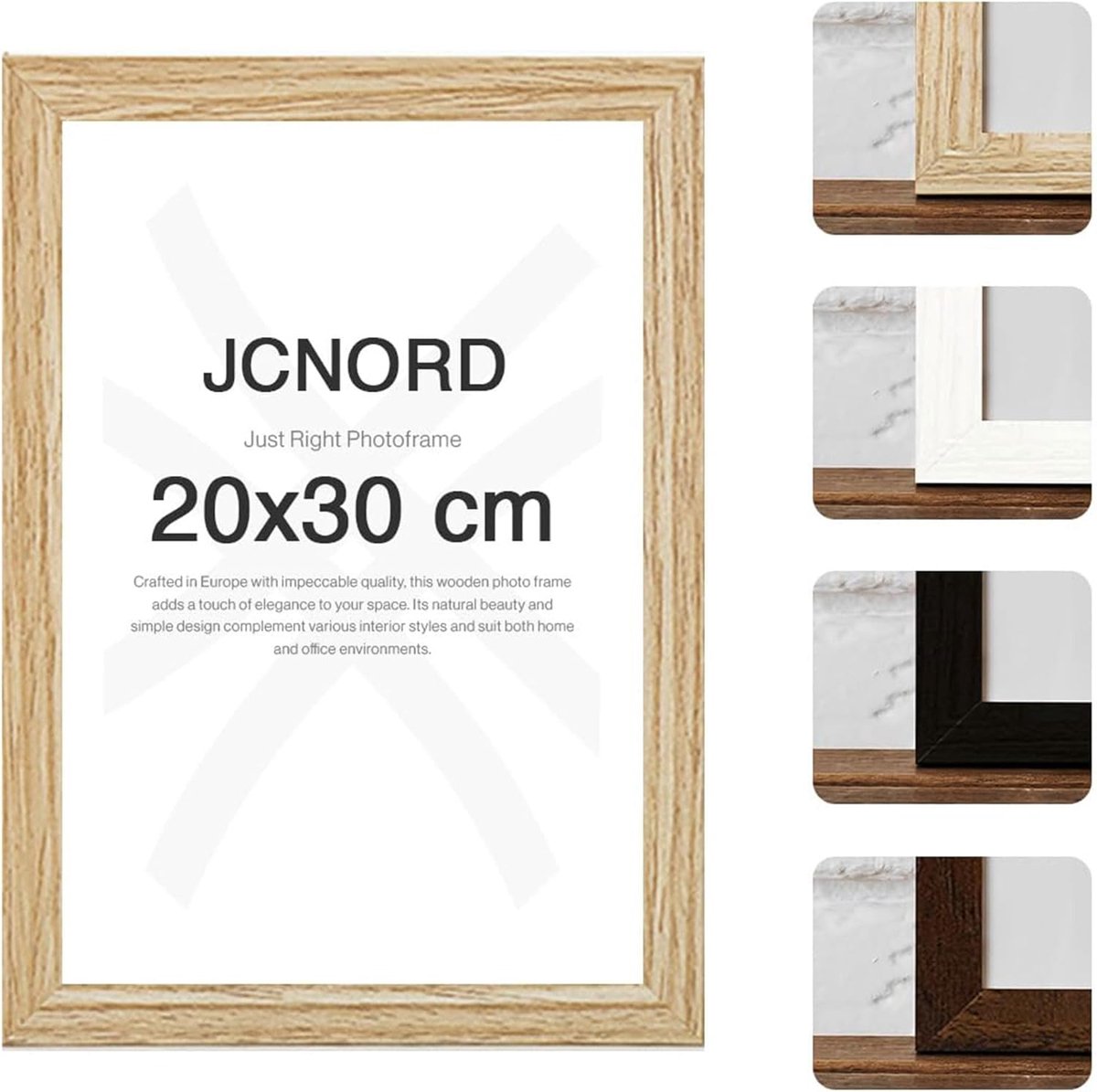 SnelShoppen - MDF Houten Fotolijst Eiken Kleur 20x30cm met Schokbestendig Acrylglas | Moderne Fotokader voor Muren en Tafels
