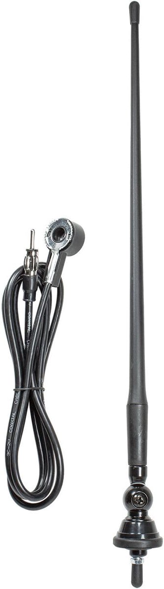 SnelShoppen - Flexibele Rubber Antenne AM/FM met DIN Connector - 40 cm lengte, 130 cm kabel - Ideaal voor Boot, Jeep, Tractor en Bouwvoertuigen
