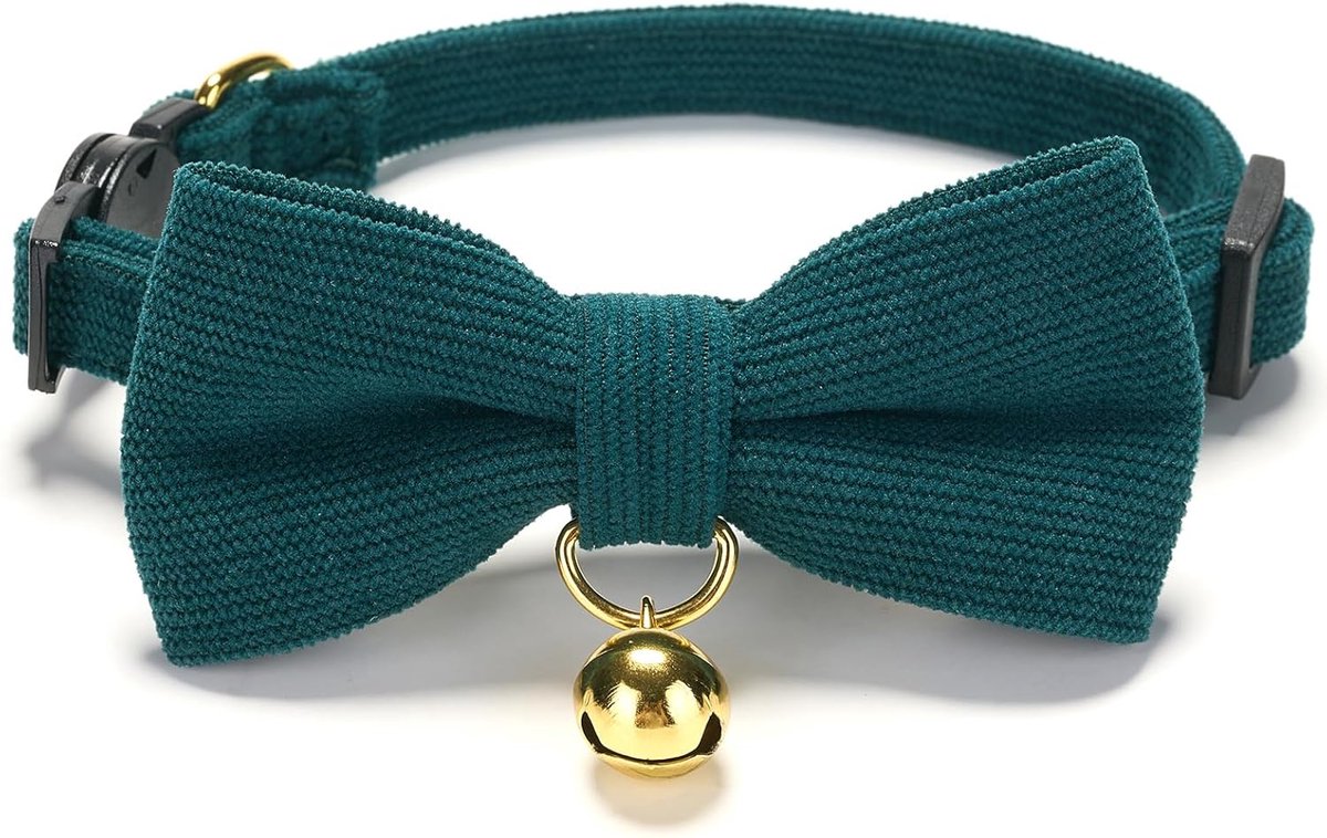 SnelShoppen - Ultra-Zachte Natuurlijke Katoenen Corduroy Kattenhalsband voor Gevoelige Huid, Lichtgewicht Verstelbare Kittenshalsband met Afneembare S