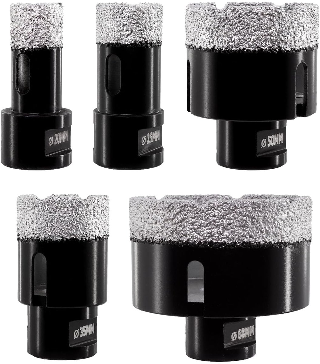 SnelShoppen - Diamond Boor Set, 5 Stuks, 20/25/35/50/68 mm, Diamantboren voor Porselein, Graniet, Marmer, Droog Boren