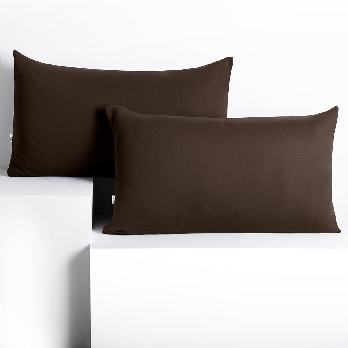 SnelShoppen - Luxe Jersey Katoenen Kussenslopen 50x60 cm Bruin - 2 Stuks - Zachte en Huidvriendelijke Kussenhoezen voor Woonkamer, Slaapkamer, en Fees