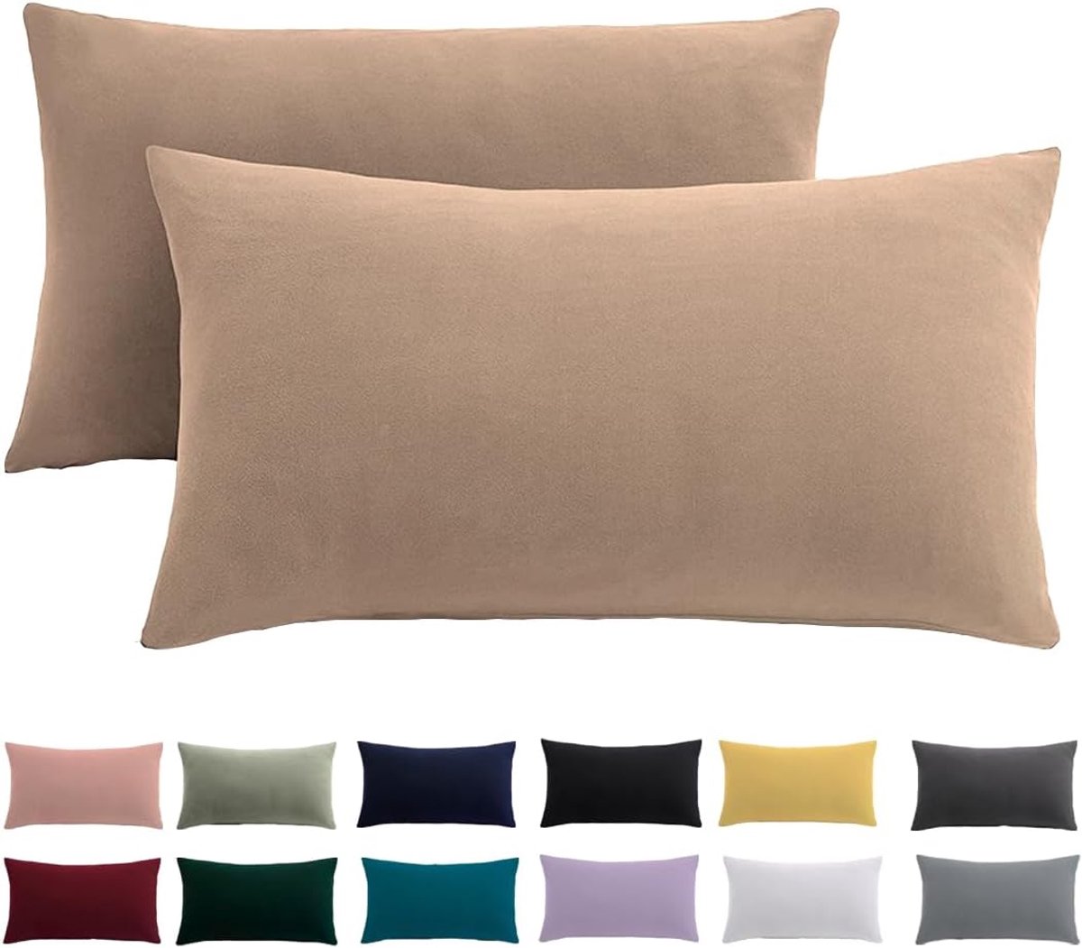 SnelShoppen - Set van 2 Kussenhoezen 40 x 80 cm, Beige, 100% Microfibre, Non-Iron en Kreukvrij, Ideaal voor Slaapkamer en Woonkamer