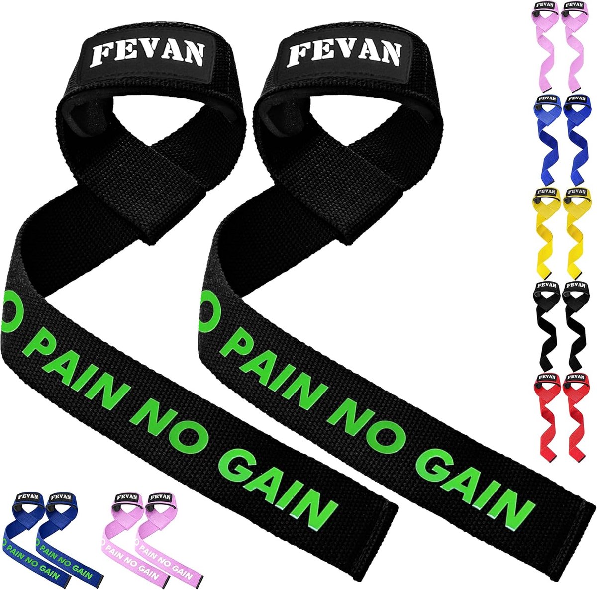 SnelShoppen - FEVAN Gym Straps Weightlifting Powerlifting Deadlifts Voor Mannen en Vrouwen - Duurzaam, Professioneel, Verbeter Grip en Prestaties - Id