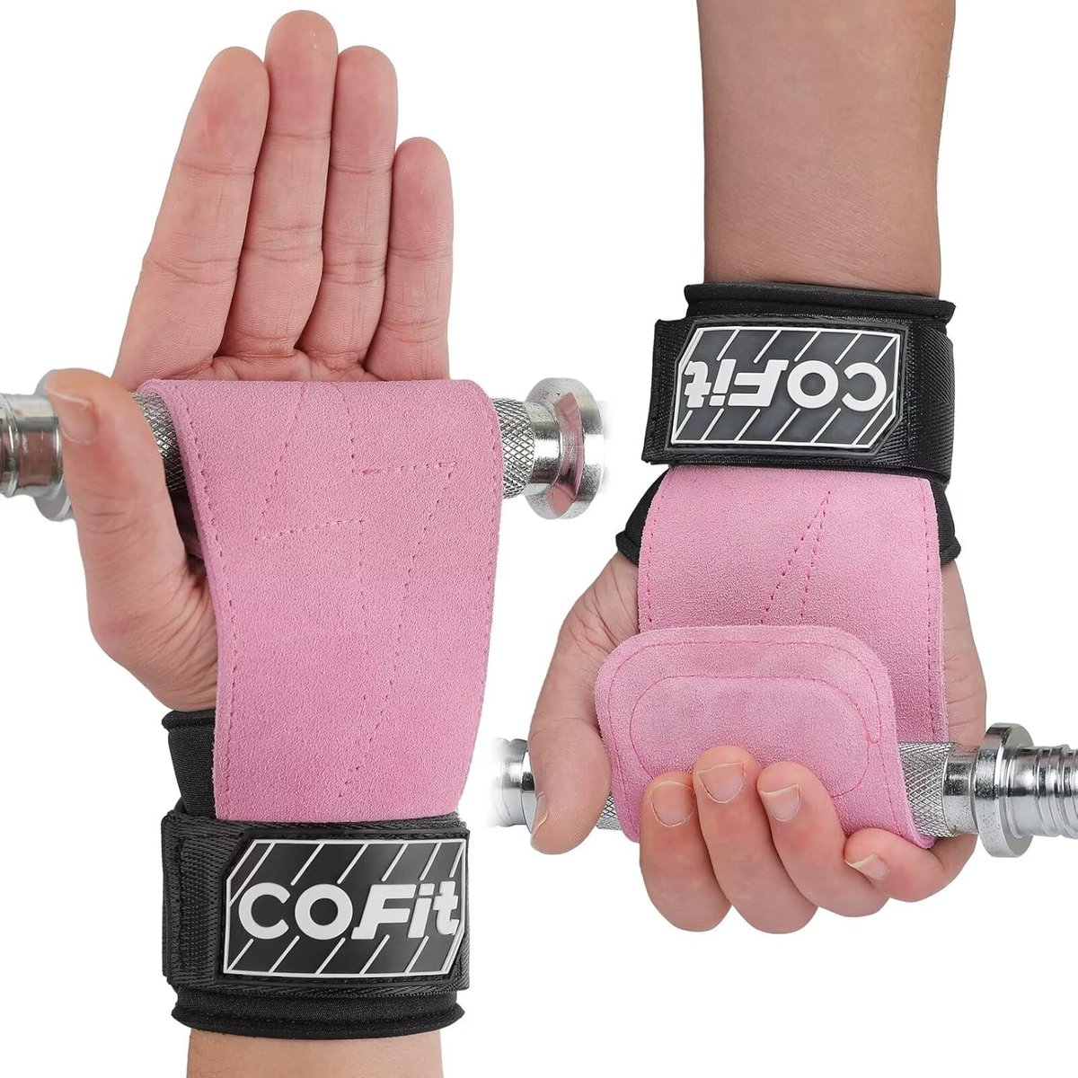 Thijox - Polsbanden voor Gewichtheffen - Dubbellaags Oxford Leer - Verbeterde Grip - Polswikkel voor Deadlift en Dumbbell - Roze - Sportschool Accesso