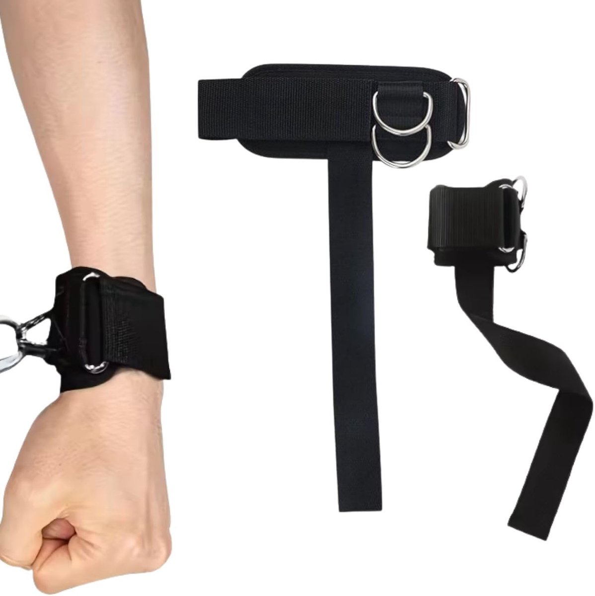 SnelShoppen - Pack van 2 Zughilfen Gewichtheffen, Hand Gelenk Bandages met D-Ringen, Grip Hulp voor Krachttraining, Deadlifts, Halters, Comfortabele P