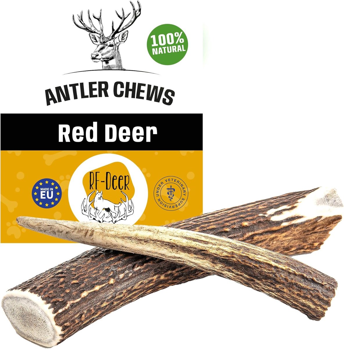 SnelShoppen - Dog Gutter met Hertenhoorn | Natuurlijke, Veilige en Gezonde Hondensnack | Maat M, 11-13cm | Harde Variant