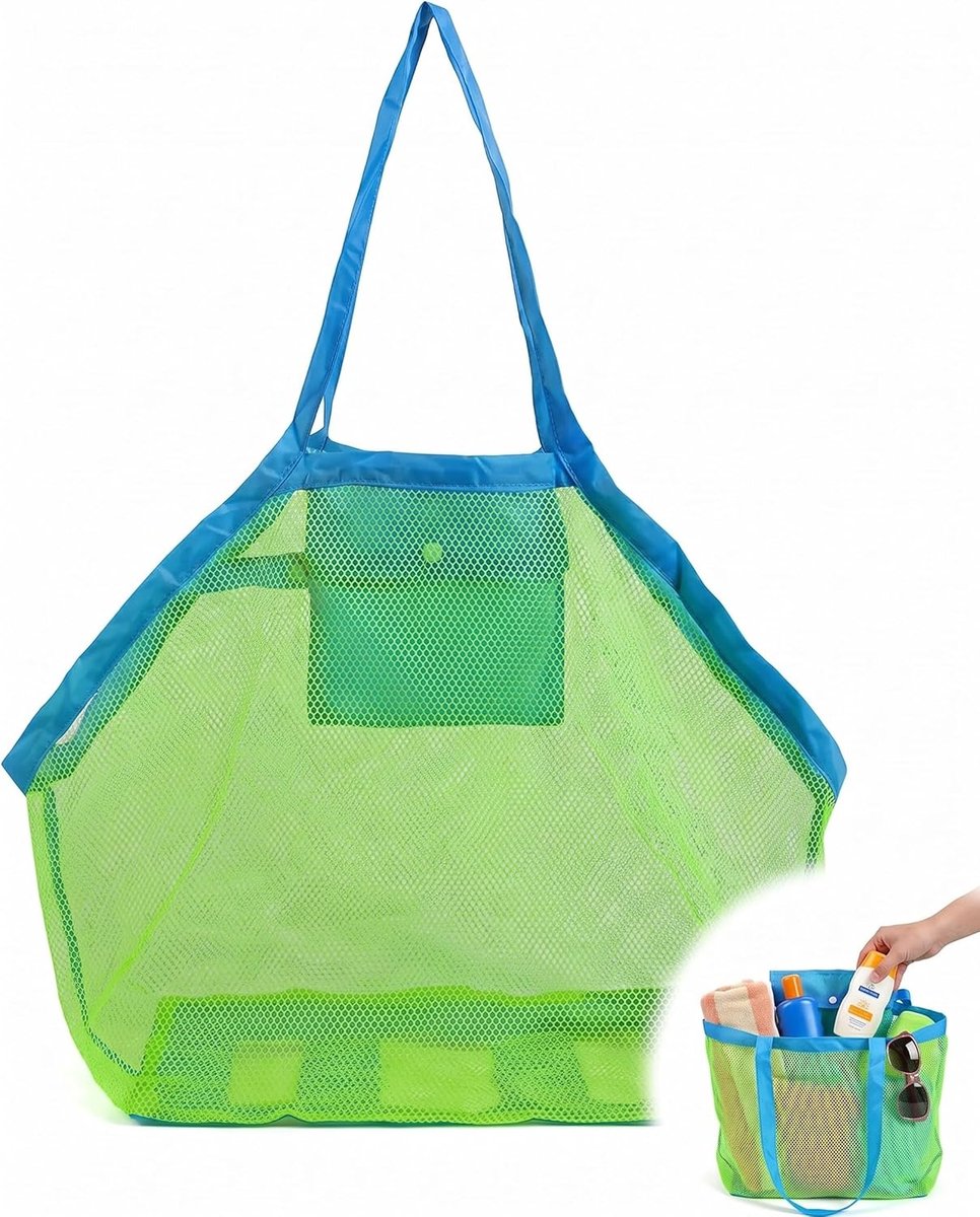 SnelShoppen - Grote Strandtas 45x45x30 cm - Opvouwbare Badtas Zandvrij Sneldrogend - Ideaal voor Speelgoed, Zwembad, Vakantie en Familie