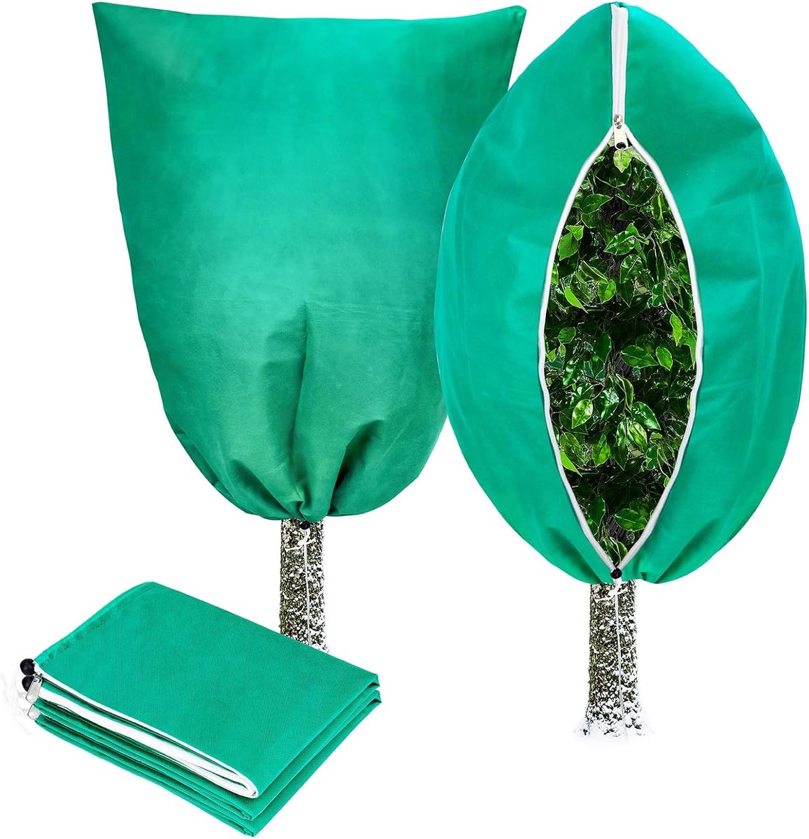 SnelShoppen - Winterbescherming voor Planten - 2 Stuks - Frostbescherming voor Potplanten - Koude Bescherming met Rits en Trekkoord - 80 x 120 cm - He