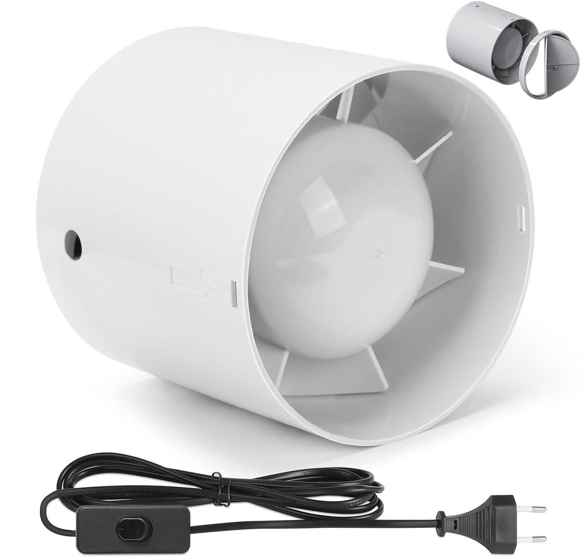 Buisventilator - Afzuigventilator - Ventilatie Verbeteren - Stille Werking - 100 mm - Wit