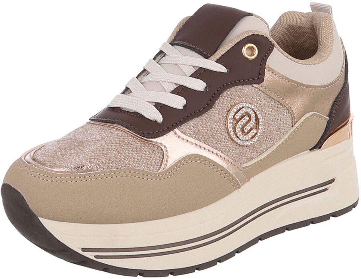 Sneaker - Plateauzool en vetersluiting - Dames Mt:37