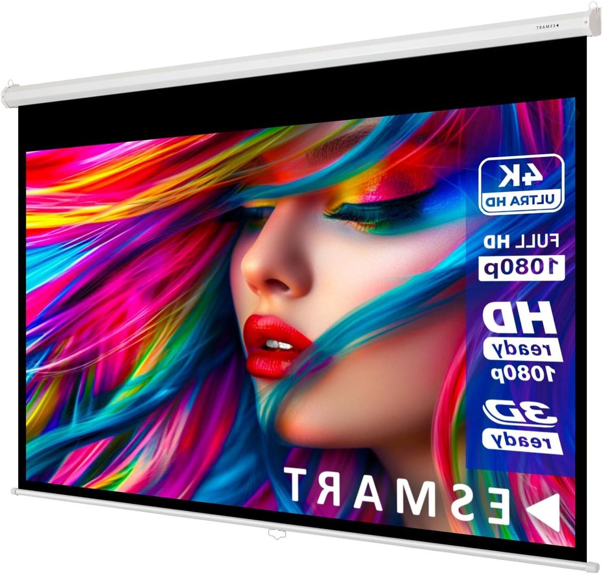 Rolgordijn projectiescherm - Thuisbioscoop scherm - Films Kijken - 4K UHD Ready - 160 x 90 cm - Wit