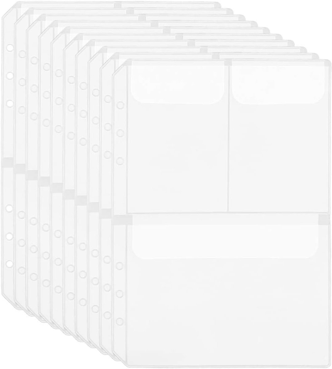 SnelShoppen - 10 stks A5 6 Ring Binder Zakken - Waterdichte EVA Pouch Document Archiefzakken - 3 Aparte Zakken - Flexibel en Duurzaam - Perfect voor O