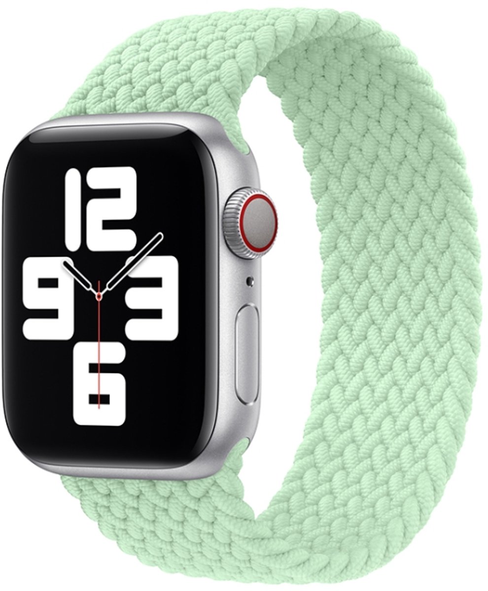 Nylon Single-turn gevlochten horlogeband voor Apple Watch Ultra 49 mm / serie 8&7 45 mm / SE 2&6&SE&5&4 44 mm / 3&2&1 42 mm, lengte: 145 mm (pistache)