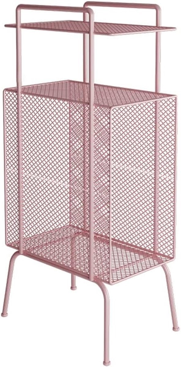 Tuin bijzettafel - Koffietafel metaal - Decoratie opbergen - Dubbele opbergruimte - 32x23x70cm - Meisjesroze