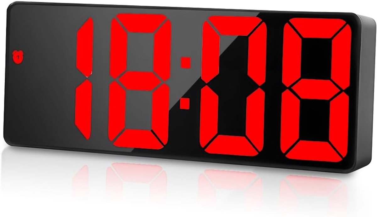 SnelShoppen - Digitale Wekker Rood - LED Klok met Alarm, Snooze Functie, Groot Scherm, Ideaal voor Thuis, Kinderen, Slaapkamer, Kantoor