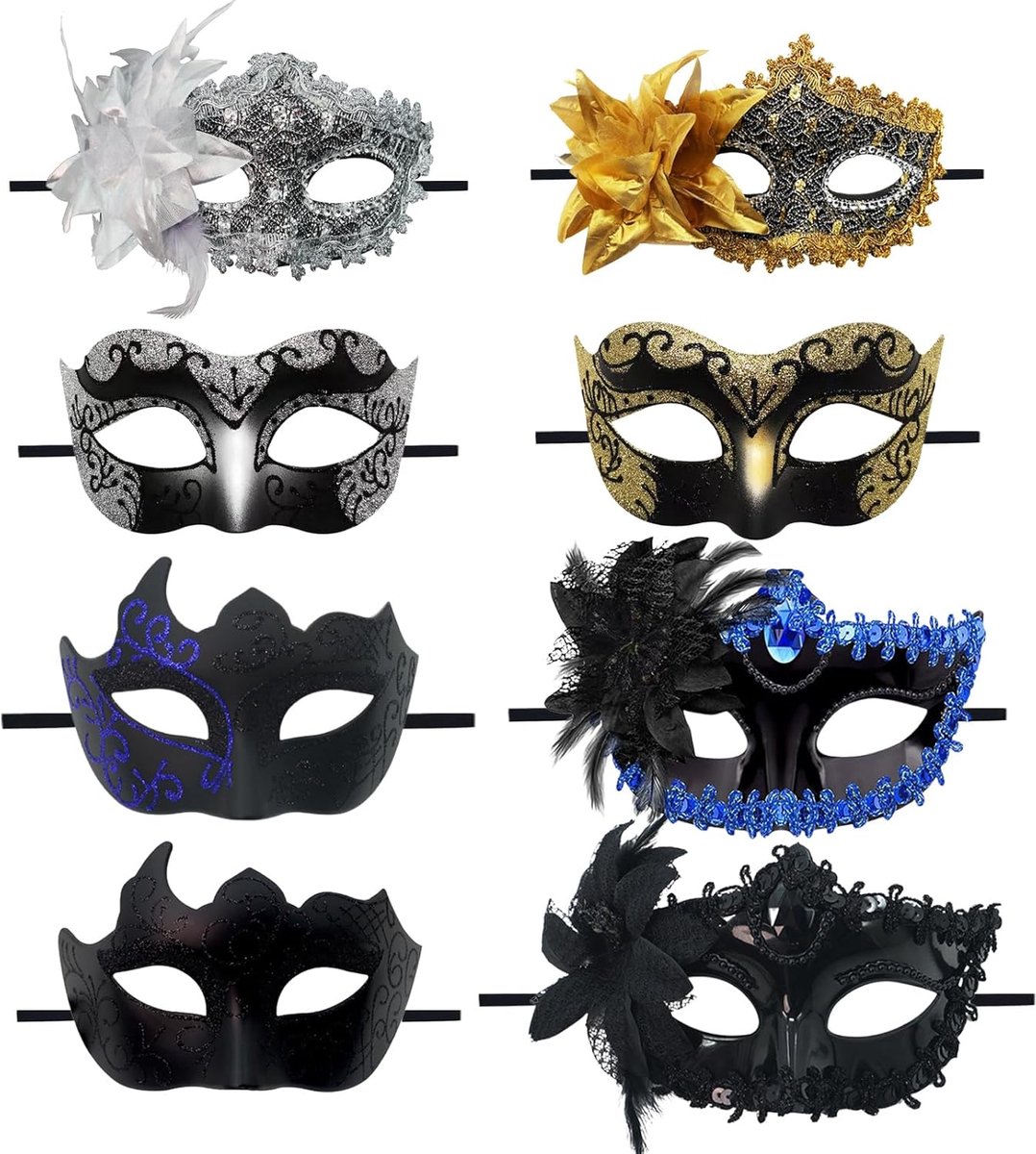 SnelShoppen - Dames Sexy Flexibele Kanten Oogmasker voor Bal, Party en Venetiaans Kostuum - Elegant Zwart met Verstelbare Band
