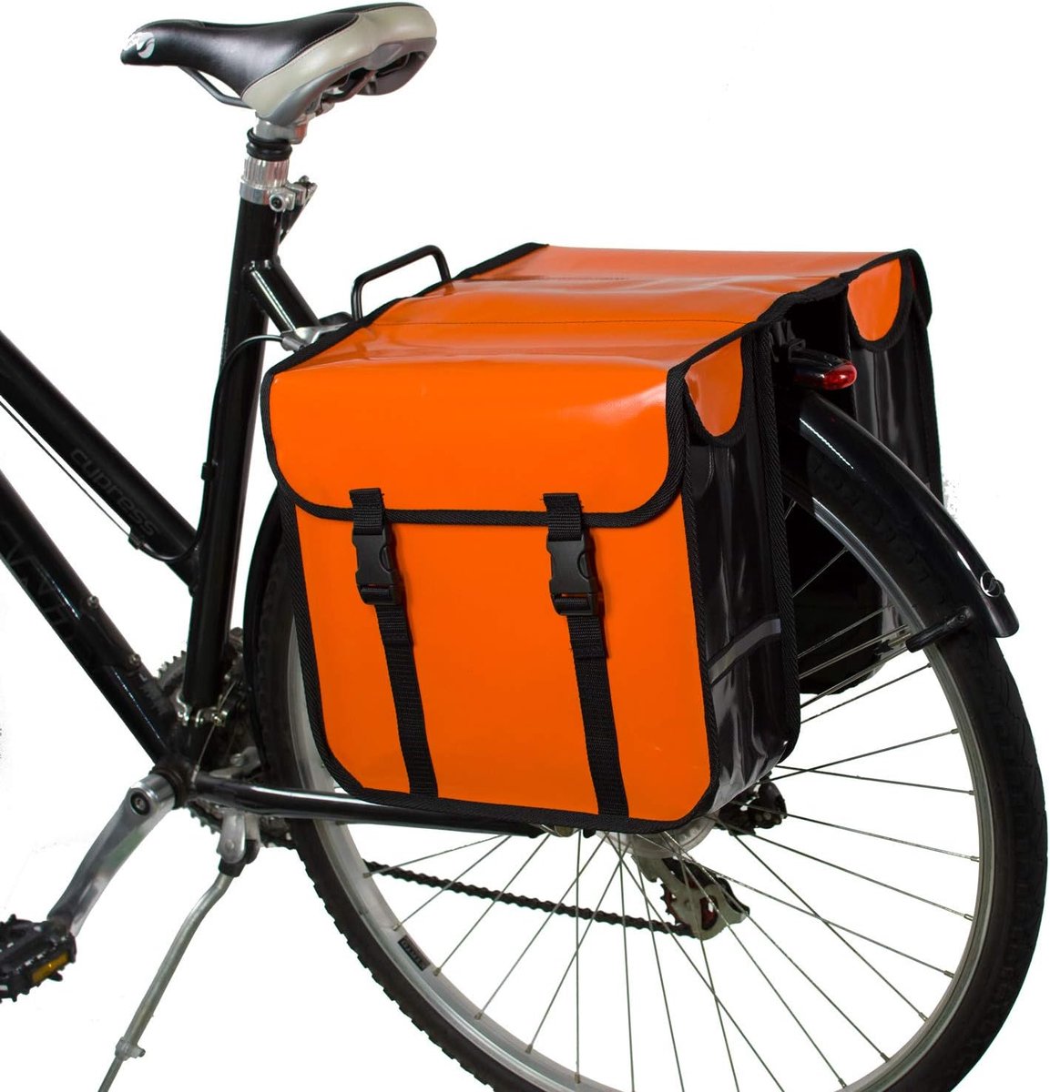 SnelShoppen - Dubbele Fietstassen 28L Waterdicht Tarpaulin Stevig Reflecterend Oranje - Ideaal voor Fietsen, Campings en Dagtochten