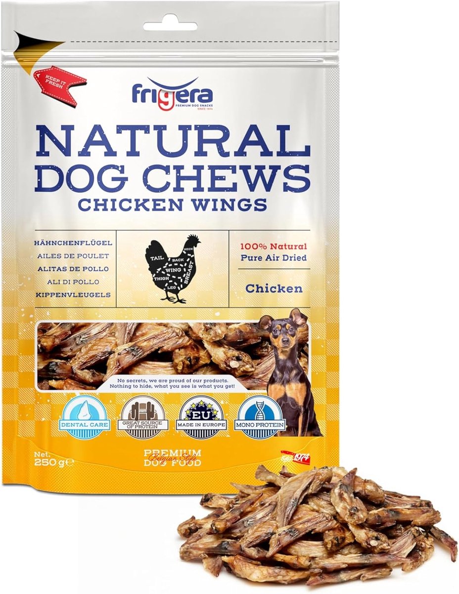 SnelShoppen - Kippenvleugels 250g - Natuurlijke Hondensnacks, Rijk Aan Eiwitten, Gluten- en Graanvrij, Zonder Toevoegingen, Perfect Voor Traktaties, F