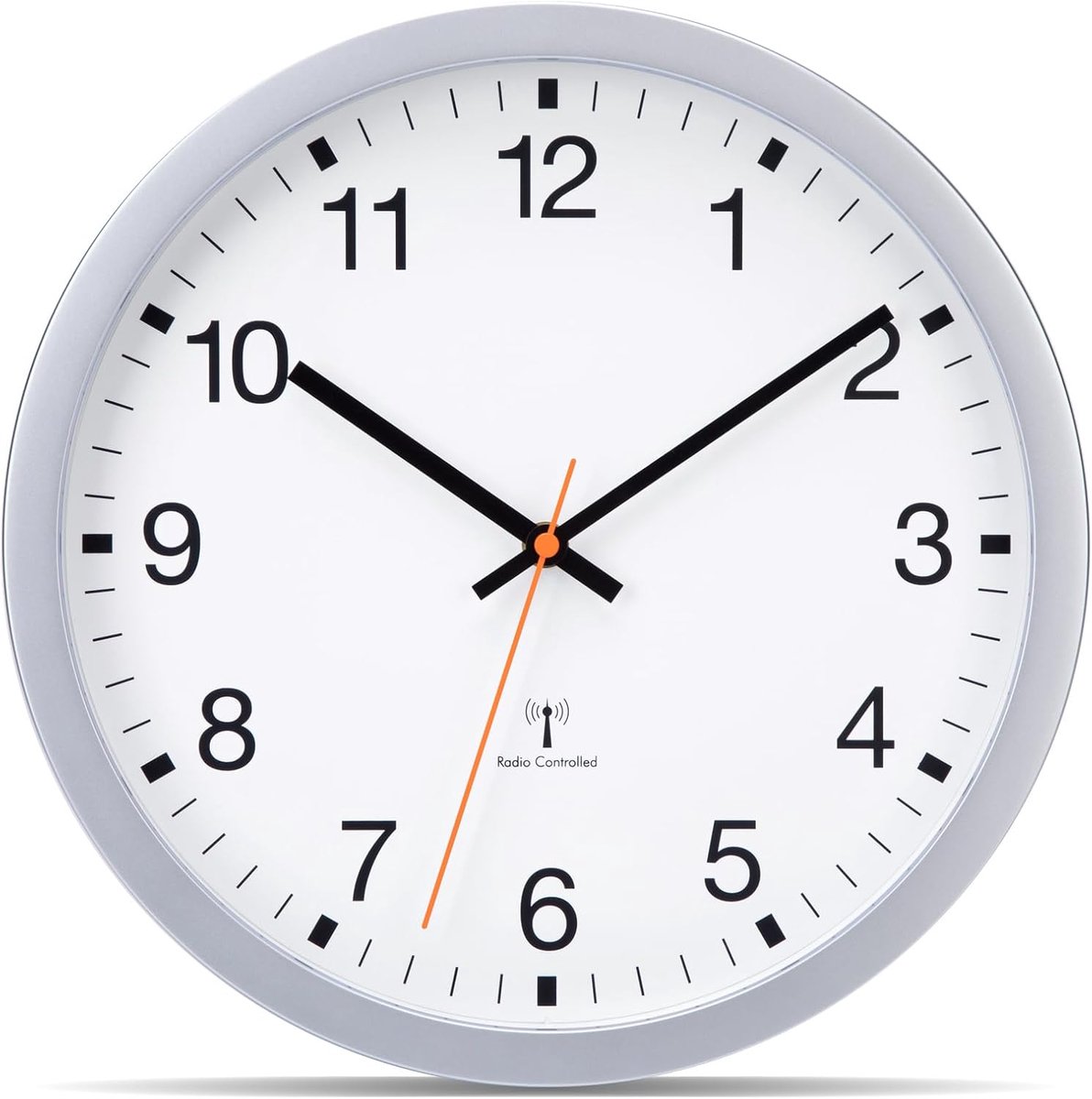 SnelShoppen - VIVILINEN Radiogestuurde Wandklok 30 cm - Stille Klok zonder Tikken - Modern Design voor Slaapkamer, Keuken, Woonkamer - Automatische Ti