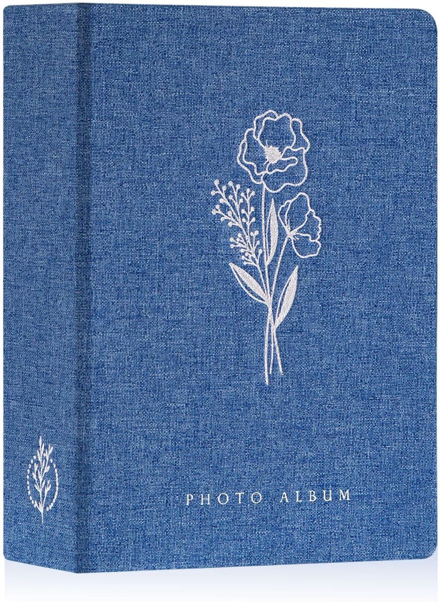 SnelShoppen - Fotoalbum 13 x 18 cm voor 200 foto's, Klein Linnen Insteekalbum Blauw, Ideaal voor Portretfoto's, Perfect voor Feesten en Herinneringen