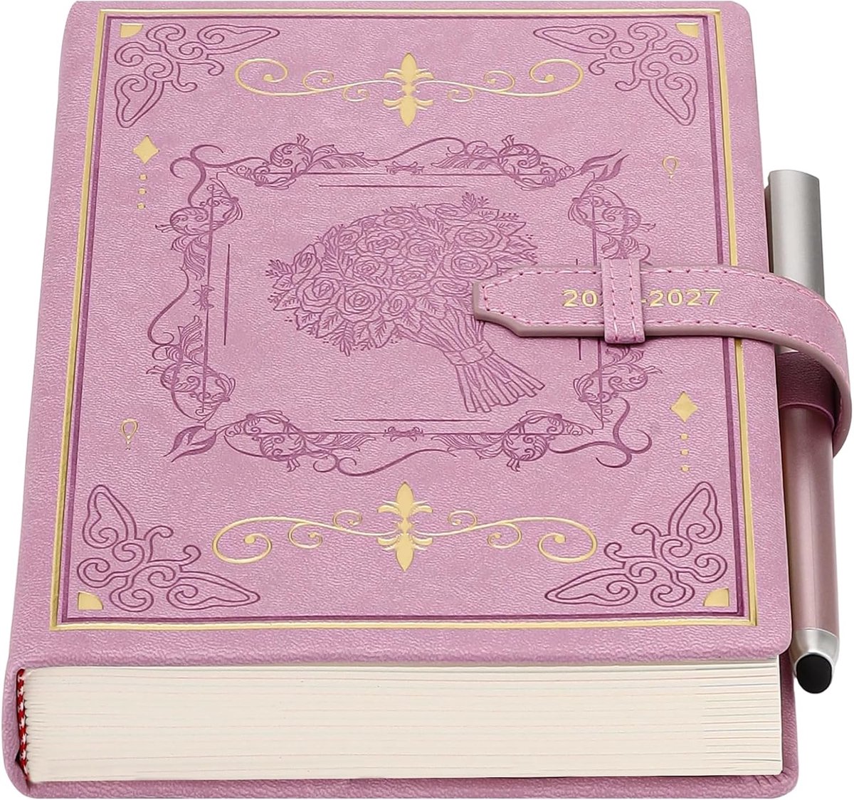 SnelShoppen - Academisch Dagboek 2026-2027 A5 Dag per Pagina - 13 Maanden Planner, Elegante Paarse Hoes, Pen en Binnenzak - Ideaal voor Werk, School e