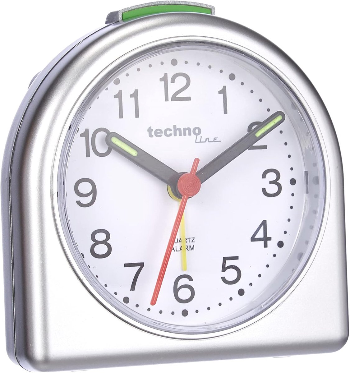 SnelShoppen - Quarzwecker Model SD - Compacte Analoge Wekker met Nachtleuchtende Wijzers - Stijlvol Zilver - Perfect voor Thuis en Reizen
