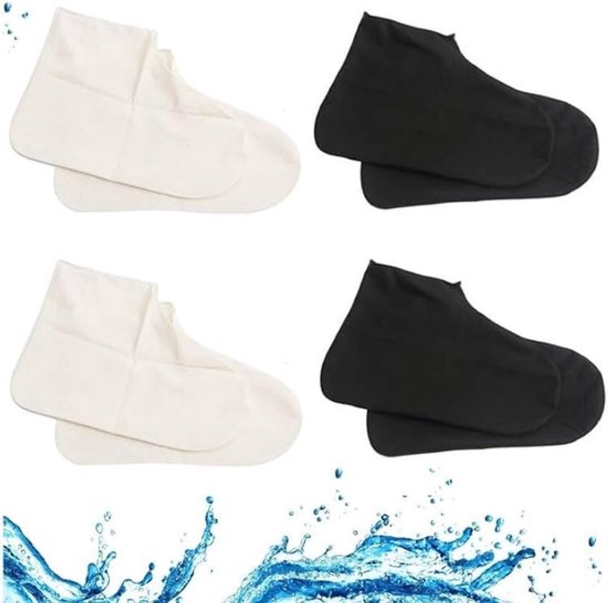 Overschoenen - 4 Paar - Schoenovertrek - Schoenovertrekken - Schoenhoesjes - Schoenhoezen - Herbruikbaar - Waterdicht - Geschikt Voor Schoenmaten 38-39 - Geschikt Voor Alle Schoenstijlen - Wit En Zwart