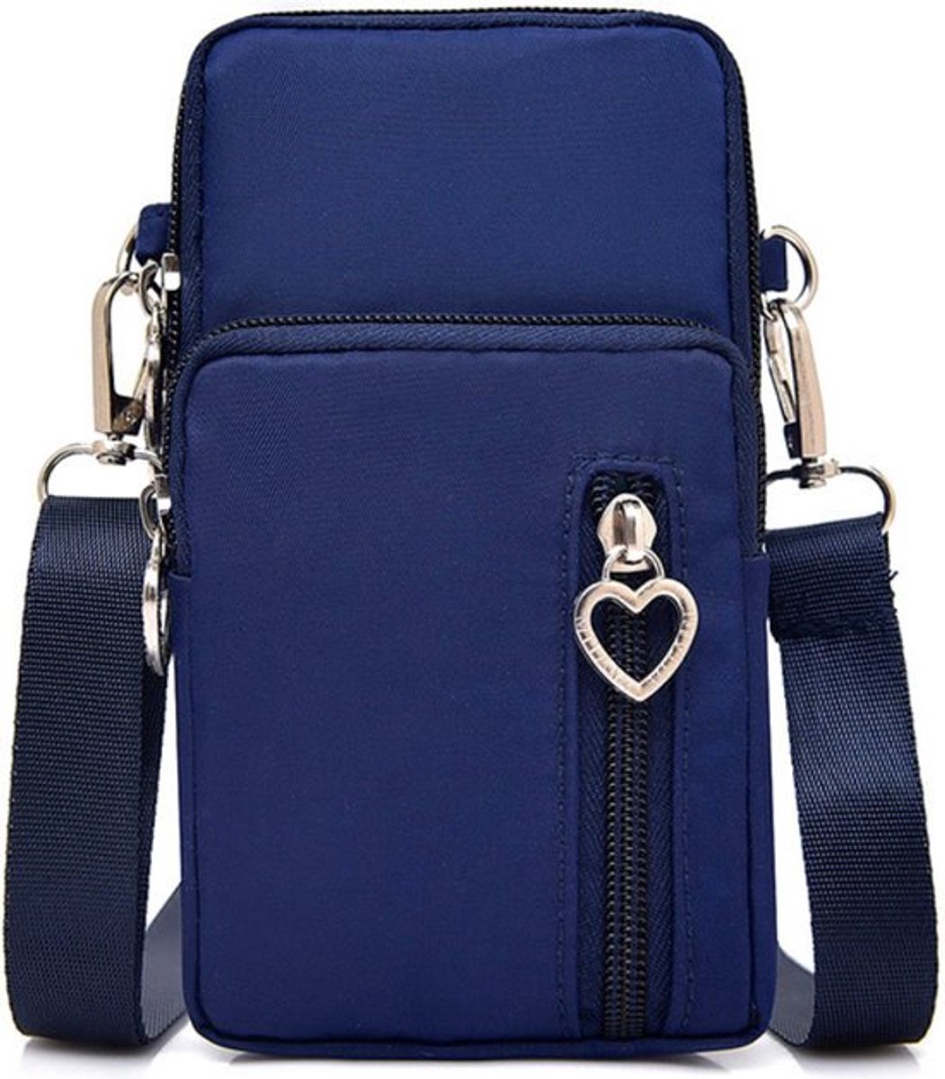 Telefoontas - dames - Blauw - waterdicht - sporten - telefoon en portemonnee - afneembare schouderband