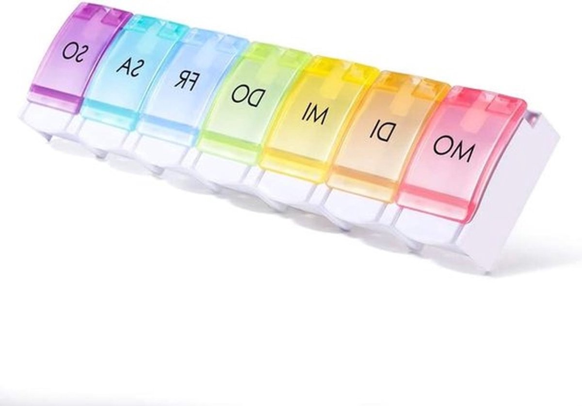 Premium - Pillendoos 7 dagen Duits medicijnbox regenboog weektablet-organizer reisformaat