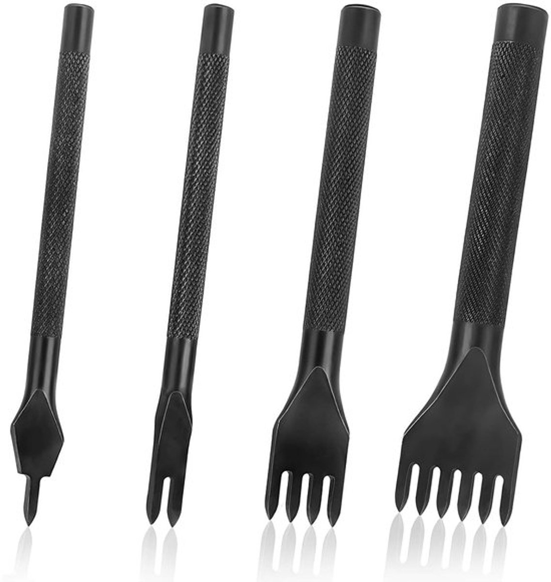4 mm Doe-het-zelf perforator gereedschap voor naaien, staal en leer, gaten maken, veters naaien, beitelset met 4 tanden, 4 stuks