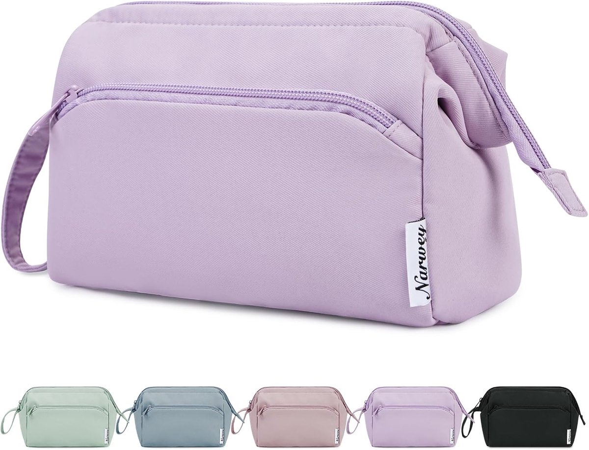 Thijox - Grote Make-Uptas met Wijd Open Ritssluiting, Toilettas, Cosmetische Organizer voor Dames, Paars - Perfect voor Reizen, Feestjes en Dagelijks