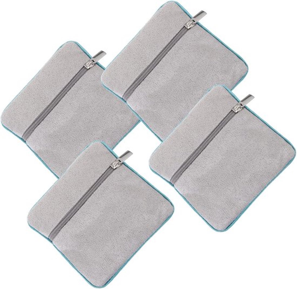 Set van 4 draagbare sieradenorganizers met ritssluiting, compacte reisetuis voor sieraden, stofwerend en anti-verlies fluwelen etuis, geschikt voor het organiseren van kettingen en armbanden.