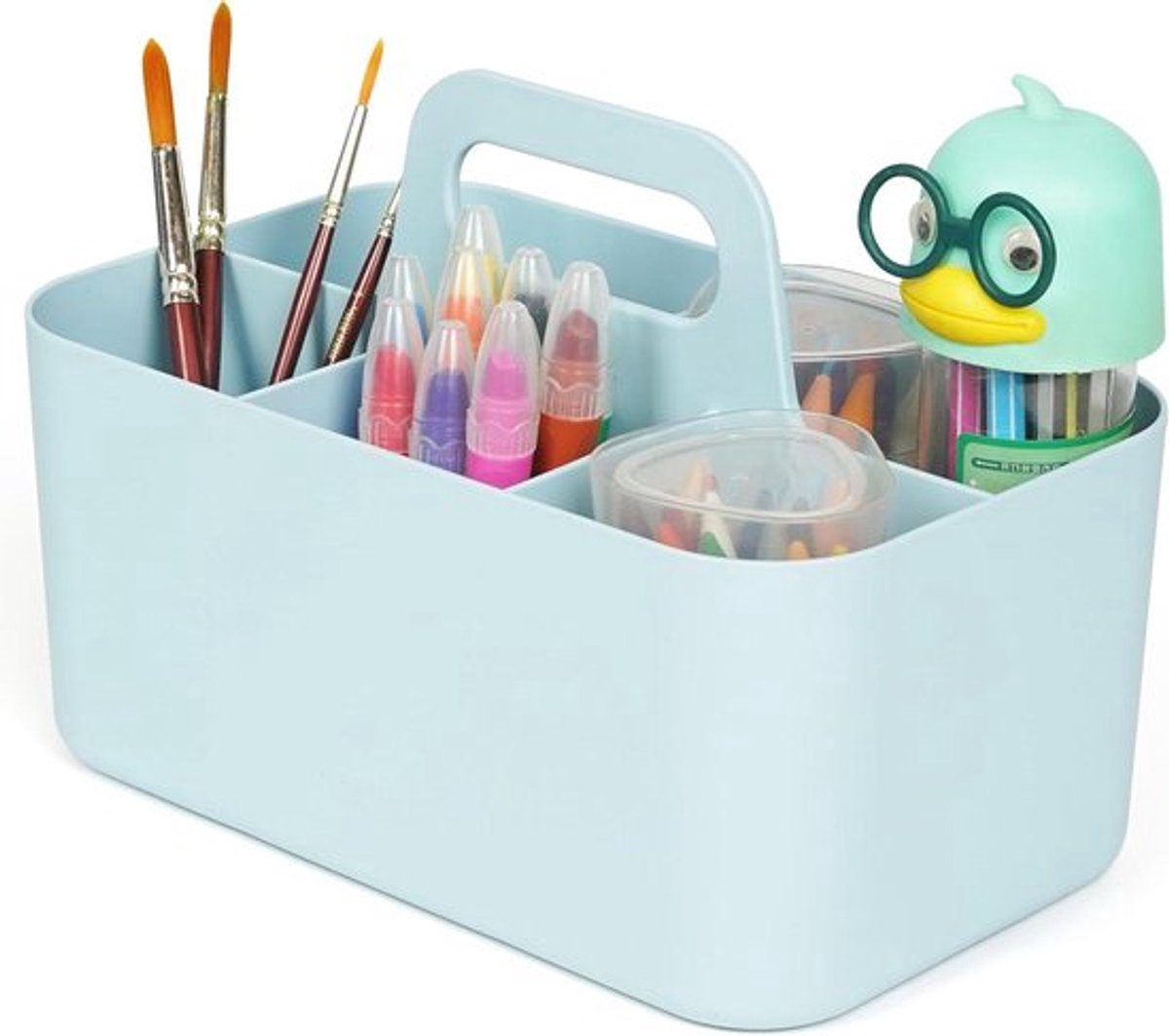 Bureau Organizer - Stapelbaar - Met Handvat - Aanpasbare Indeling - Make-up of Knutselspullen - Plastic Organizer - Geschikt voor Keuken - Wit Model.