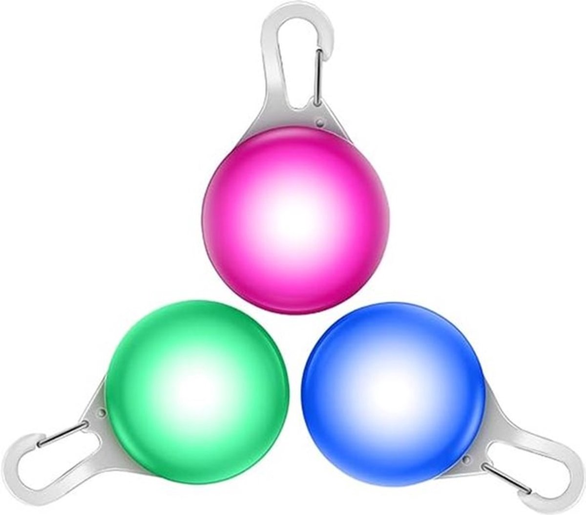 Dierenlamp-Verlichting Hond-dieren lamp-3-pack LED-hondenhalsbandverlichting-Clip-on LED-huisdierpenning met drie modi, geschikt voor nachtelijke wandelingen met de hond, hardlopen, kamperen en rotsklimmen