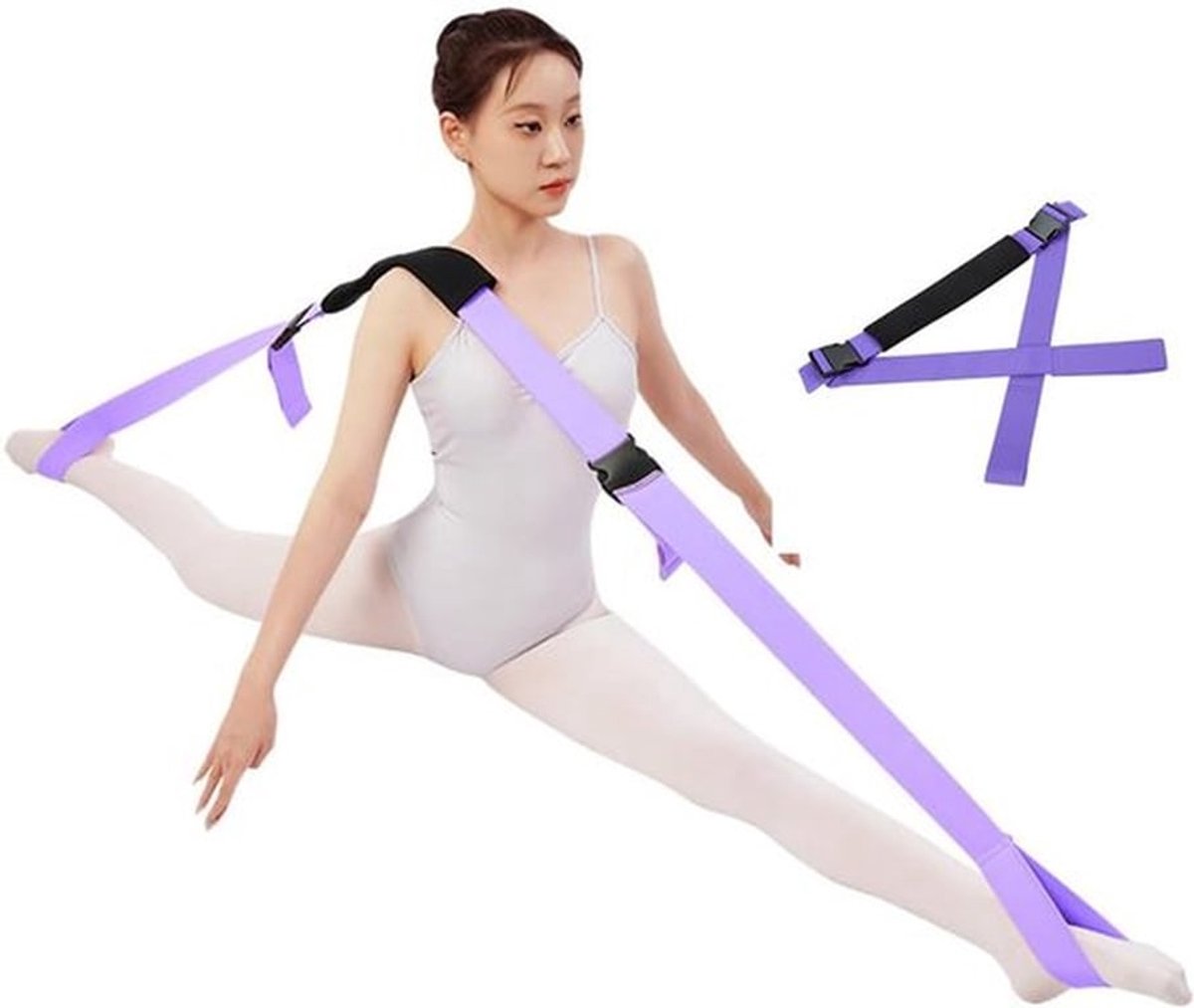 1 Ballet Stretchband - 1,5 m lang - 5 cm breed - Elastische stretchband - Geschikt voor dans, cheerleading, pilates, het verbeteren van de flexibiliteit en het verbeteren van dagelijkse stretcheffecten - Ballet Soft Opening Stretchband - Paars
