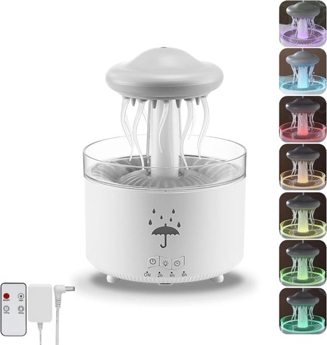 luchtbevochtiger slaapkamer - 300ml Mini luchtbevochtiger - luchtbevochtiger metaromatherapie - lucht bevochtiger - Aromaverspreider - Zevenkleurig licht - Timer met drie standen - Cadeau voor dames - Luchtbevochtiger voor slaapkamer en bureau - Wit