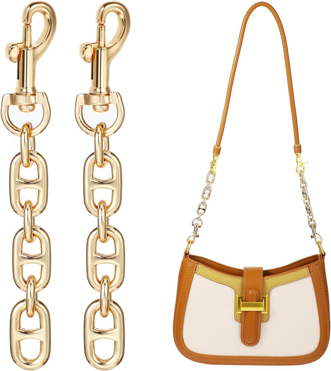 Thijox - 2 Stuks Portemonnee Riem Extender - 12cm Metalen Tas Extender Ketting - Gouden Accessoires voor Dames en Meisjes - Perfect voor Handtassen en